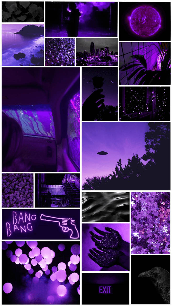 Atmospheric Purple And Black Aesthetic Collage Wallpaper