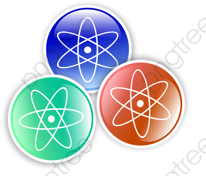 Atomic Symbols Colorful Badges PNG