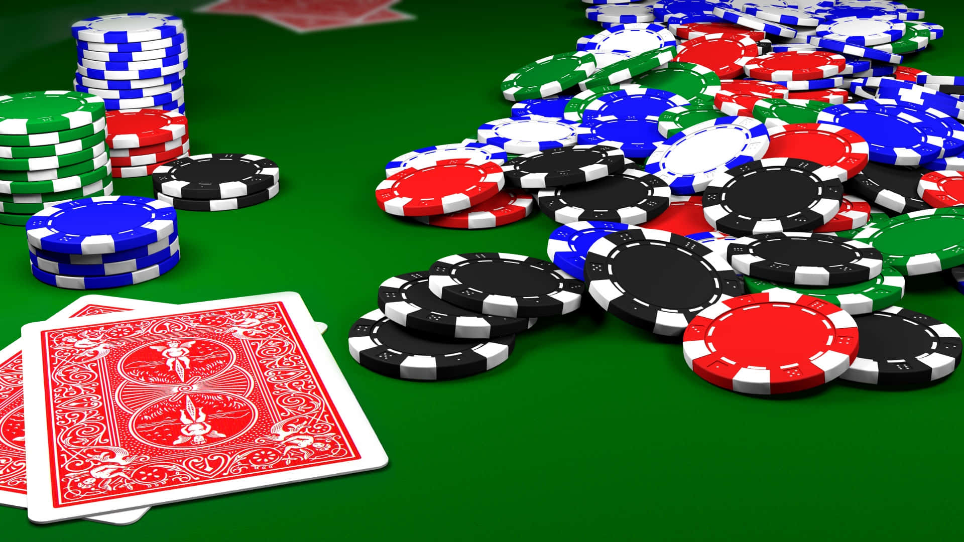 Atractivaconfiguración De Mesa De Póker En Un Sofisticado Entorno De Juegos.