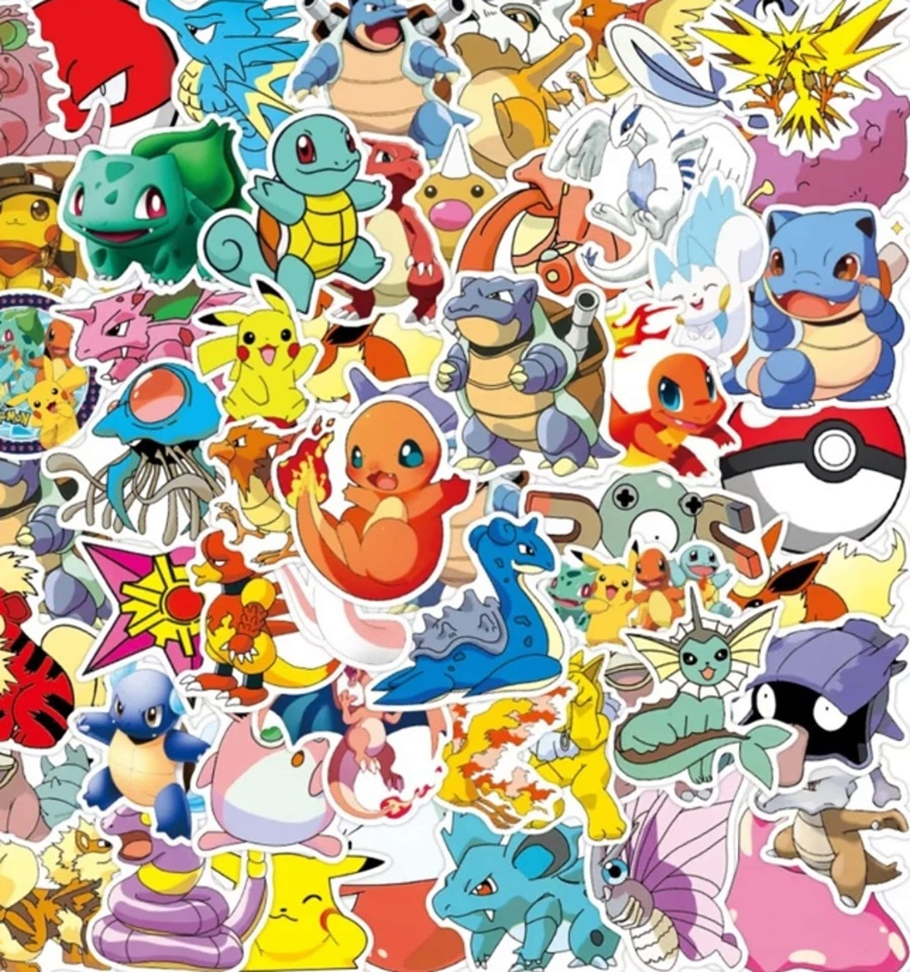 ¡atrápalosa Todos Con Esta Increíble Colección De Pegatinas De Pokémon! Fondo de pantalla