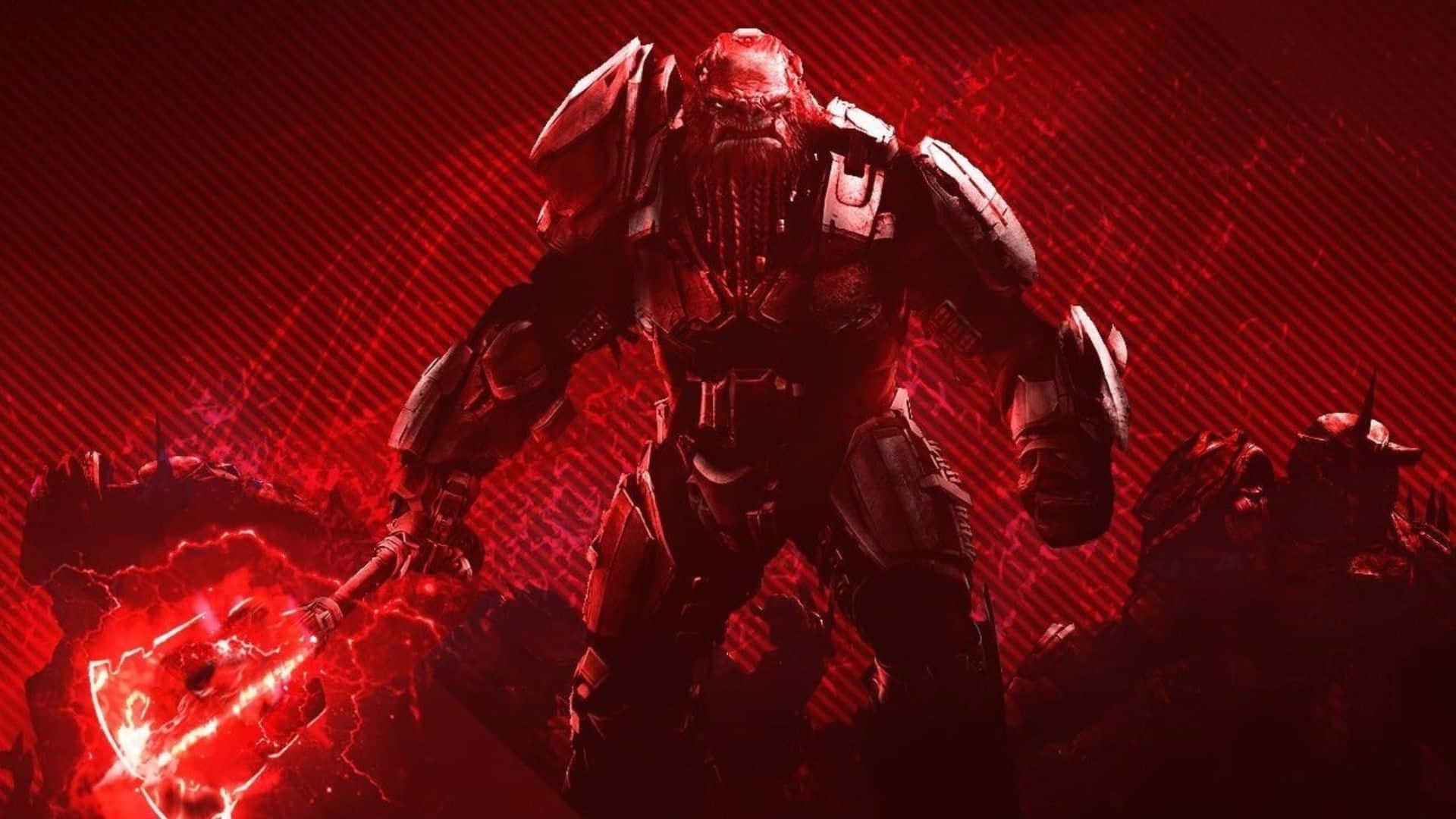 Atriox, the powerful Brute Chieftain wielding his devastating chainbreaker weapon Wallpaper