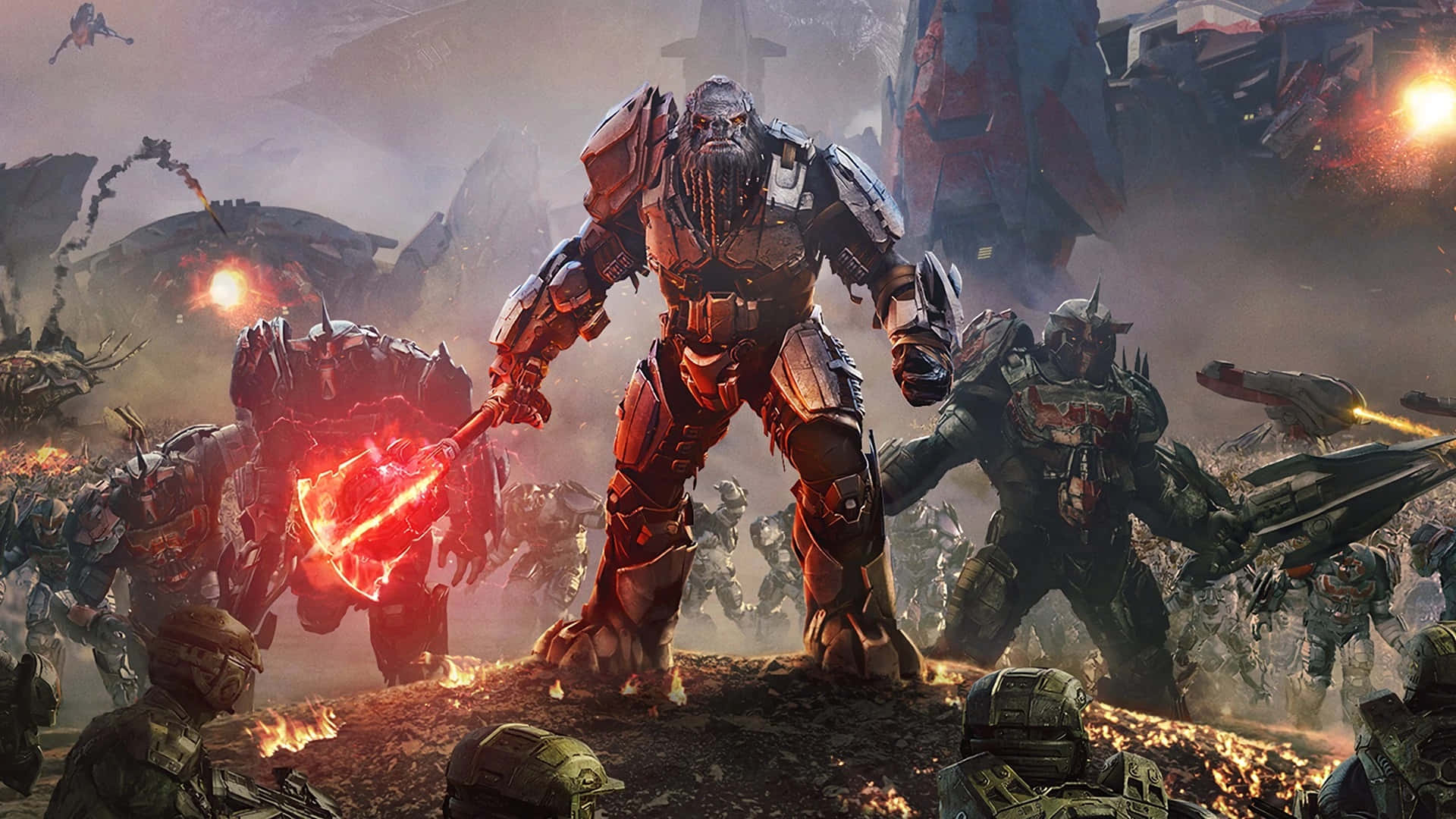 Atriox, the Brute Chieftain, standing tall in defiance Wallpaper