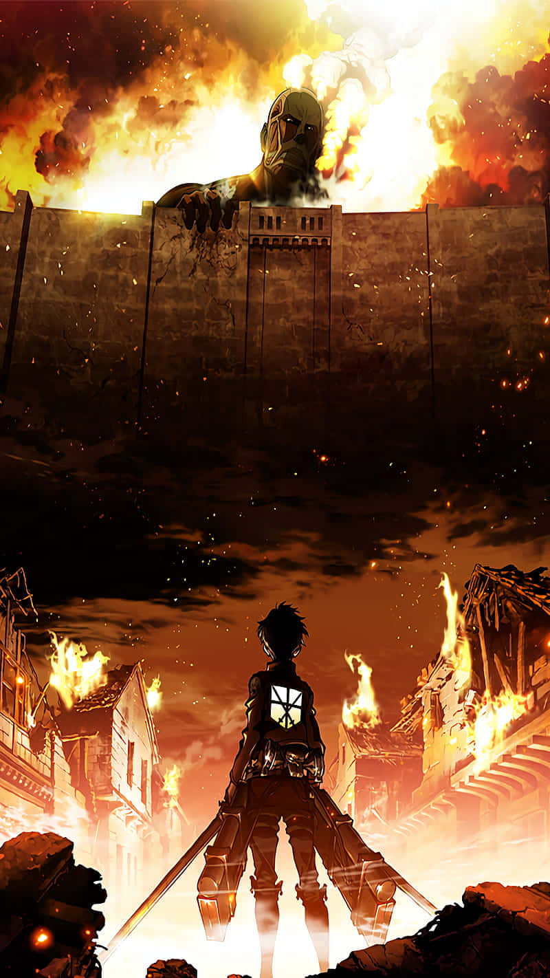 Attack On Titan Anime Burning Town Giant Wallpaper