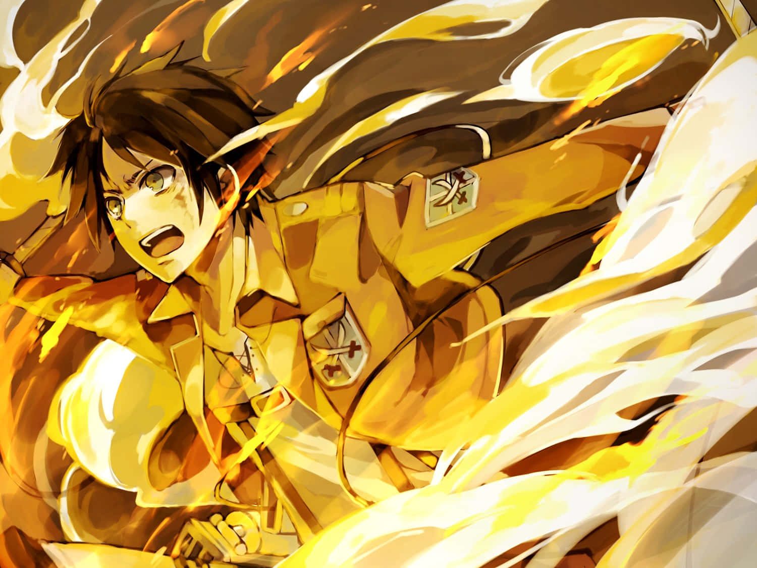 Attack On Titan Anime Eren Yeager Fire Wallpaper