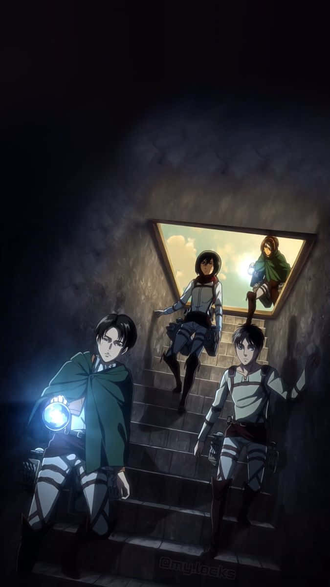 Attack On Titan Anime Going Down Stairs Wallpaper