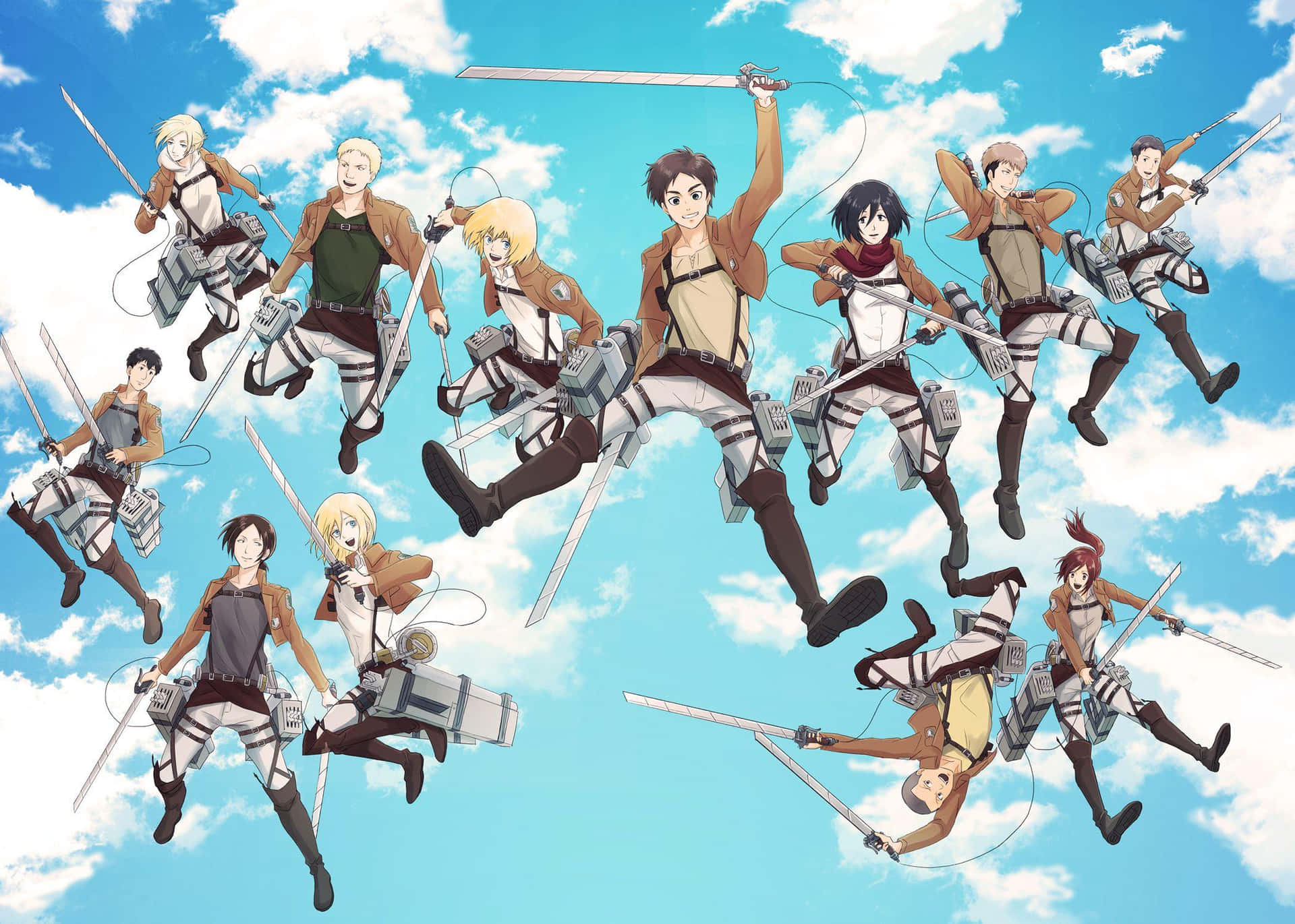 Attack_on_ Titan_ Characters_in_ Action Wallpaper