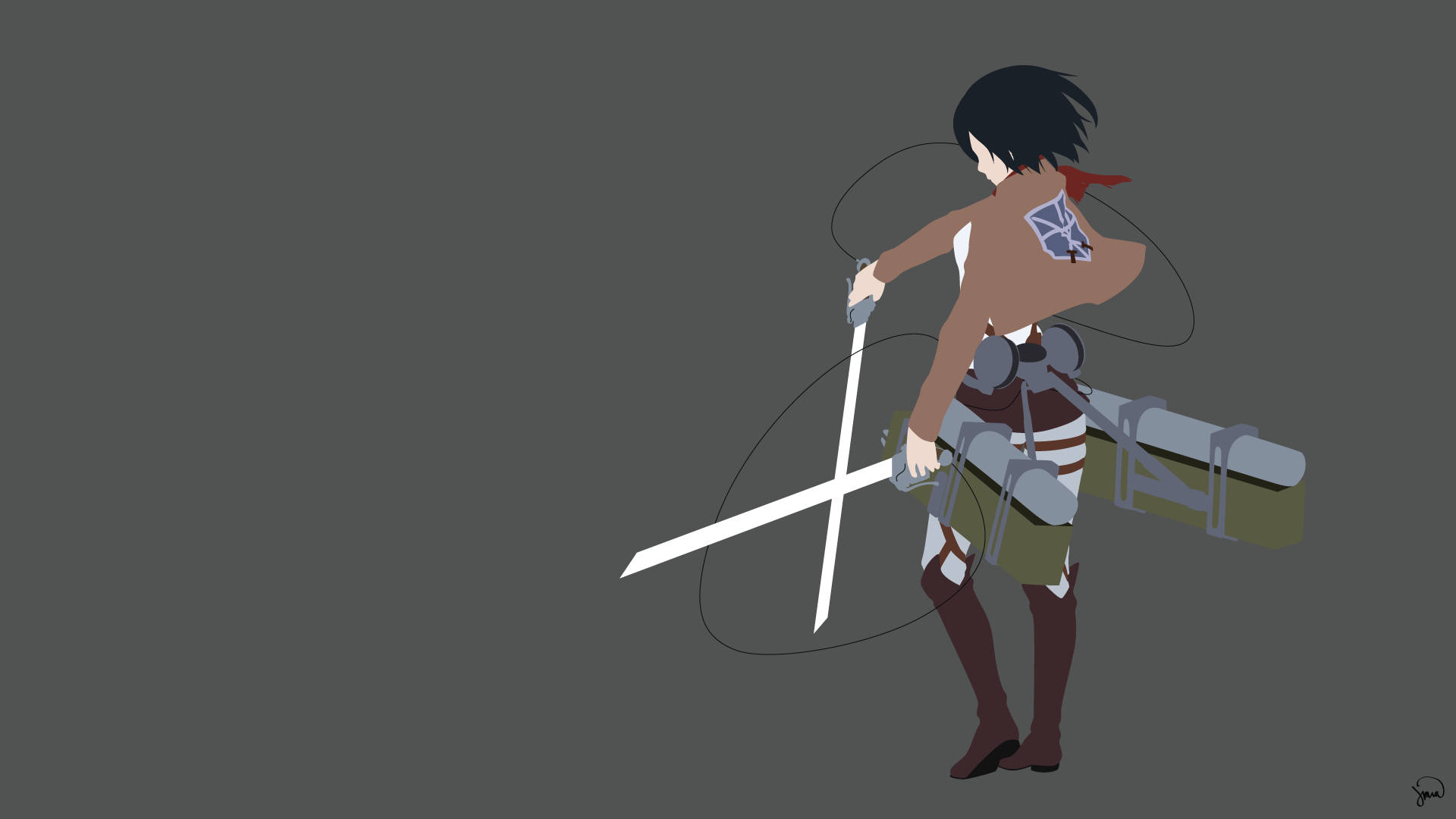 Angreb på titan karakterer Mikasa minimalistisk tapet Wallpaper