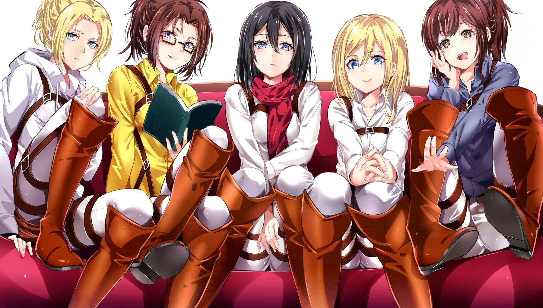 A powerful group of female warriors from Attack On Titan Wallpaper