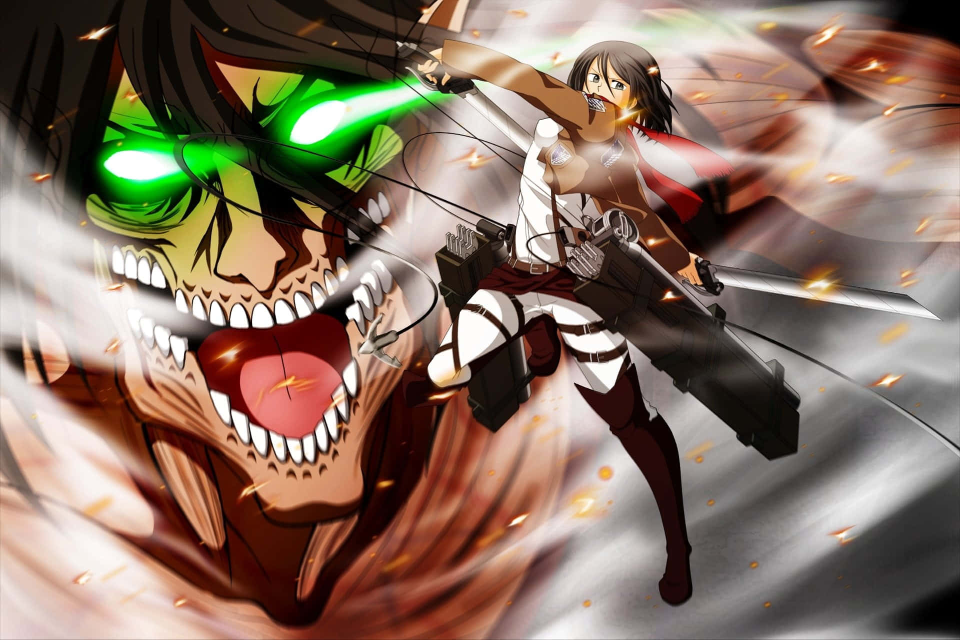 Brace yourselves for the epic journey of Attack On Titan Season 1!" Wallpaper
