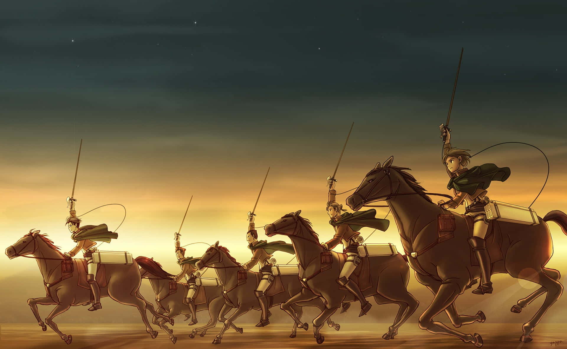 The Army of Levi prepares to fight in Attack on Titan Season 2 Wallpaper
