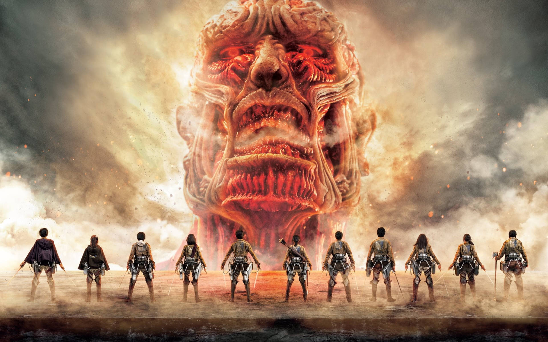 Attack On Titan Season 4 Corps Versus Colossus Wallpaper