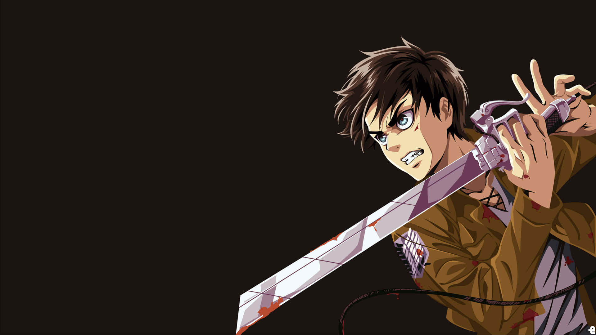 Eren Yeager Unleashing his Fierce Combat Ability with the Power of his Titan Transformation Wallpaper