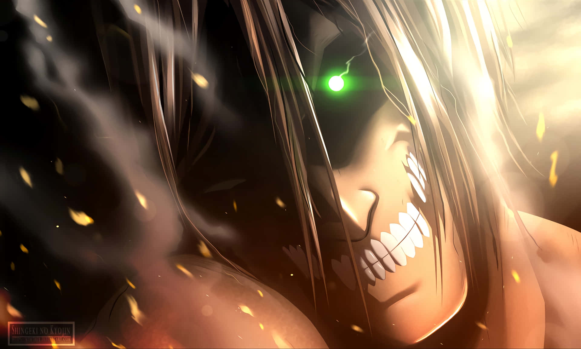 Titan Eren emerges from the shadows to fight for humanity Wallpaper