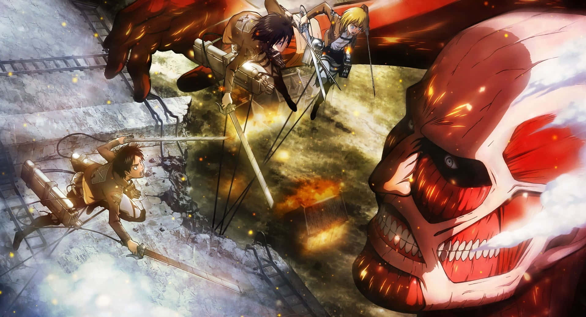 Join Eren and the Scout Regiment in Attack on Titan: The Video Game Wallpaper
