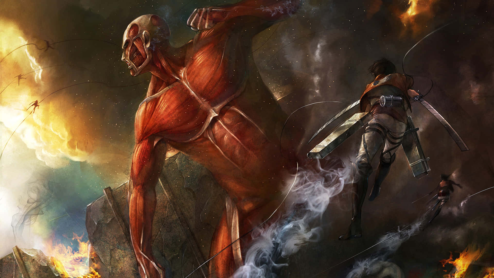Embark on a dangerous journey to save humanity in Attack On Titan Video Game Wallpaper