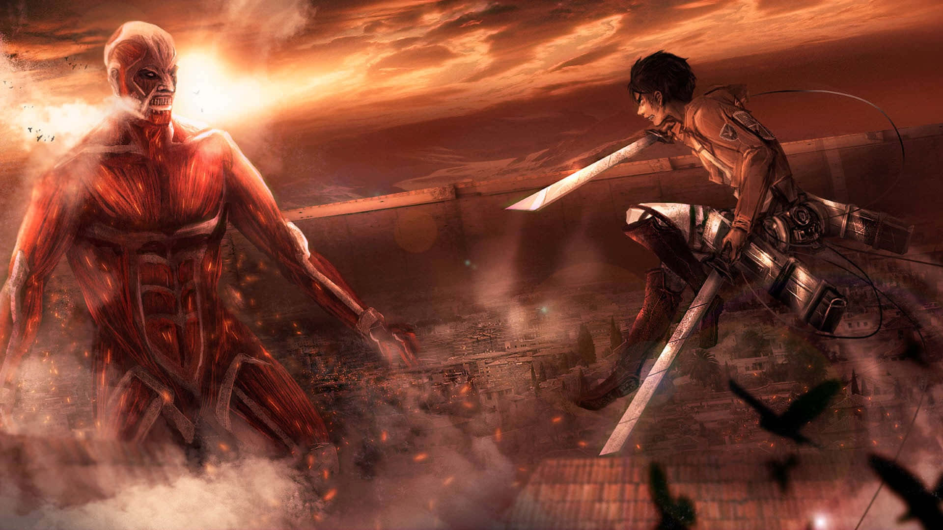 The gripping world of Attack On Titan comes to life in an exciting new video game! Wallpaper