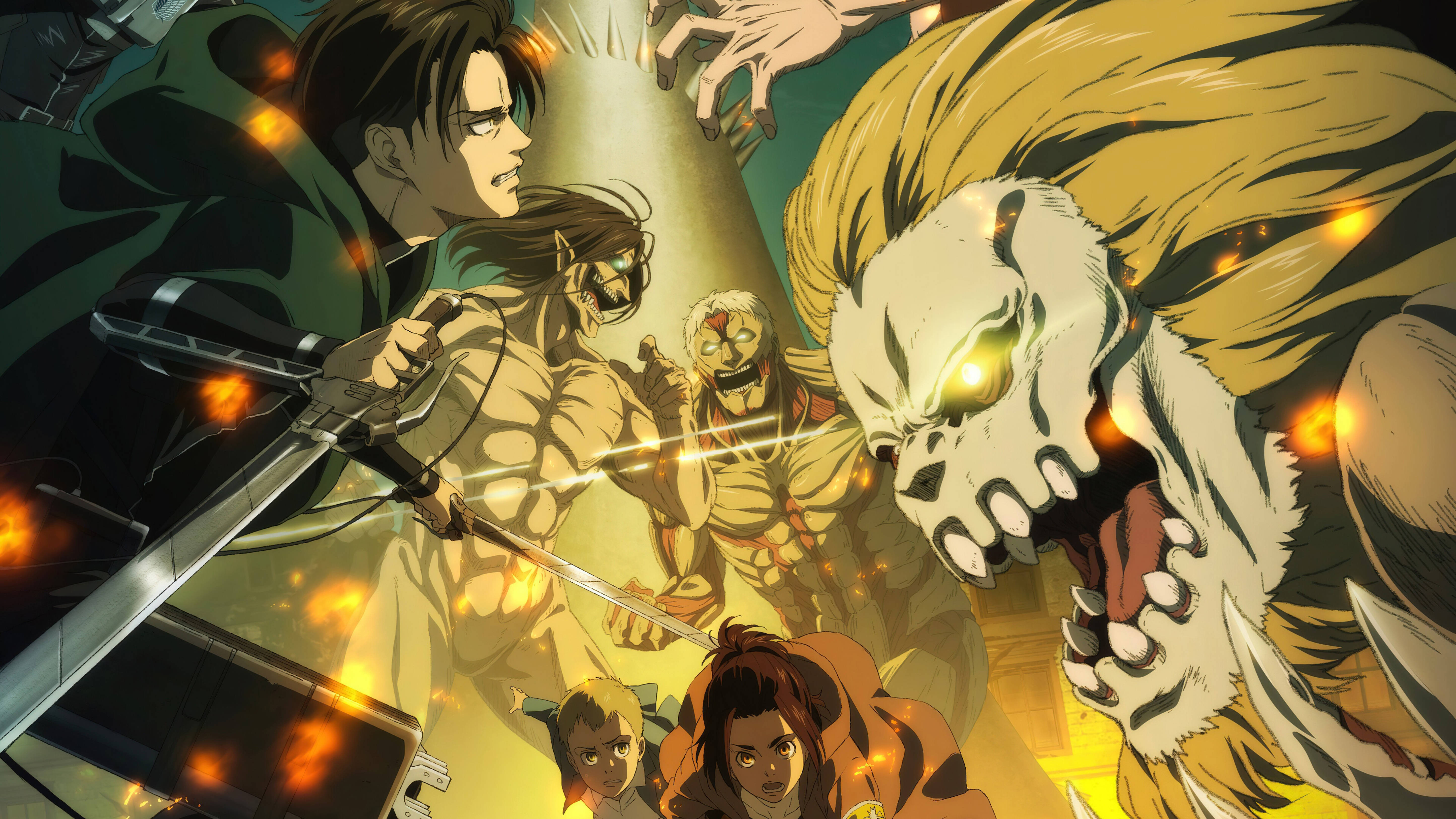Attack On Titans 4k Eren Vs Titans Wallpaper