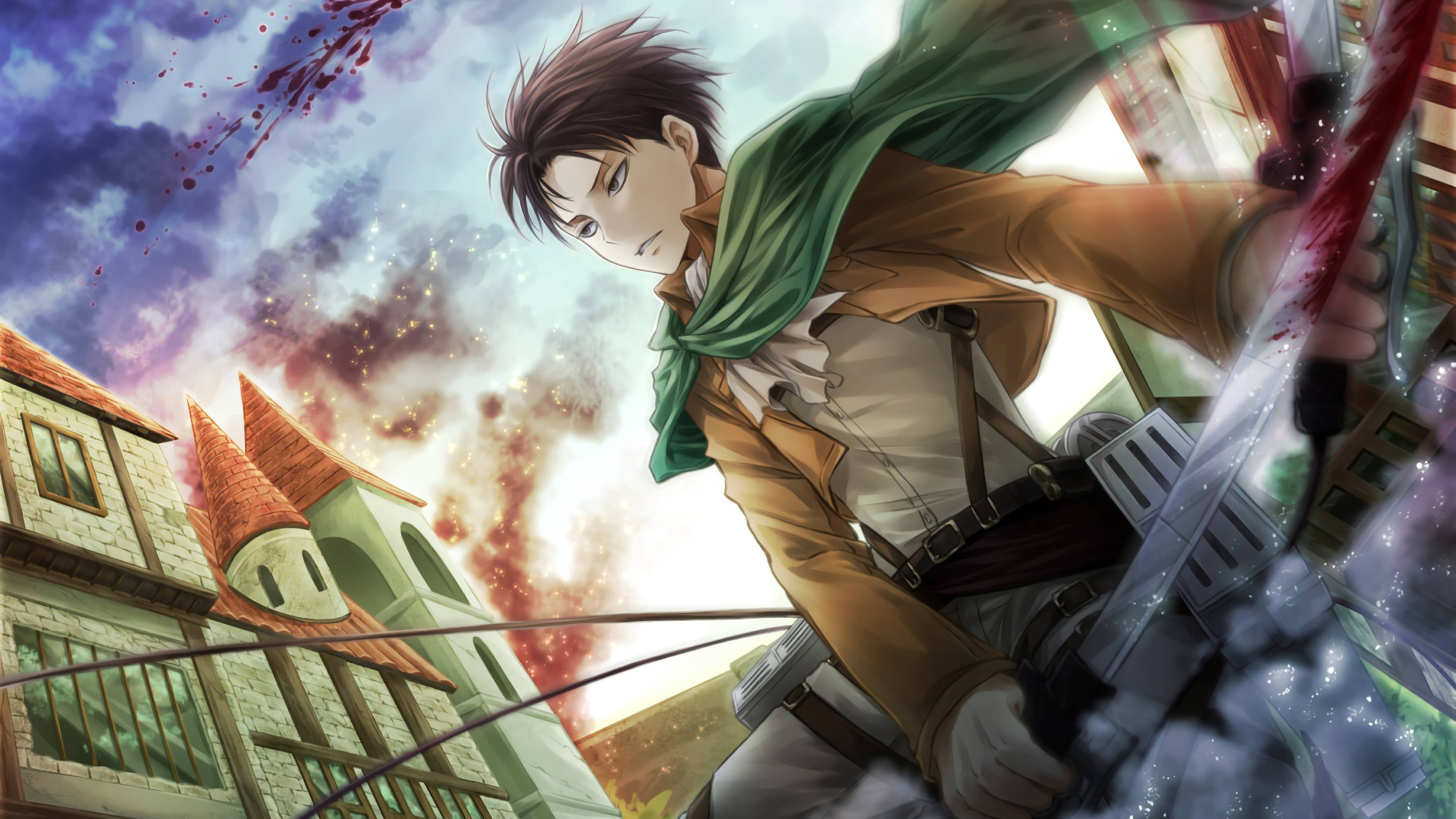 Attack On Titans 4k Levi Bloody Blade Wallpaper