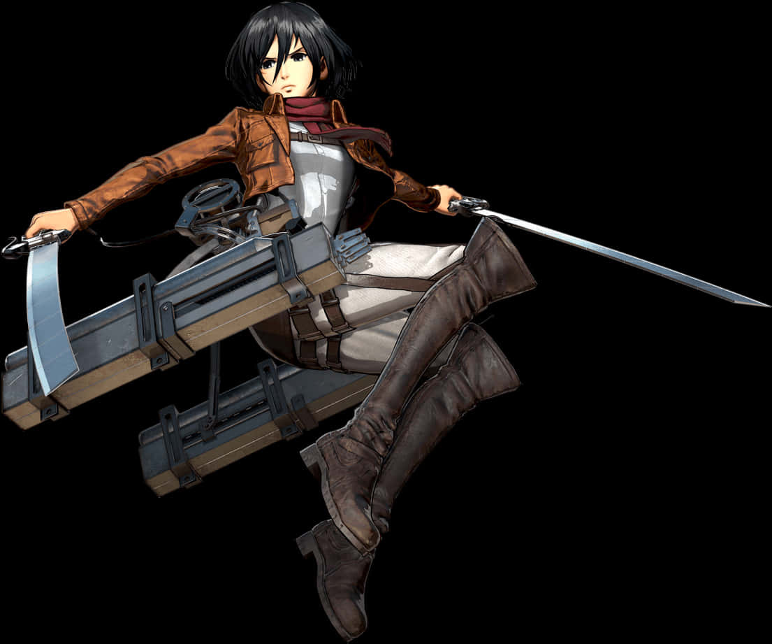 Attackon Titan Character With Gear PNG