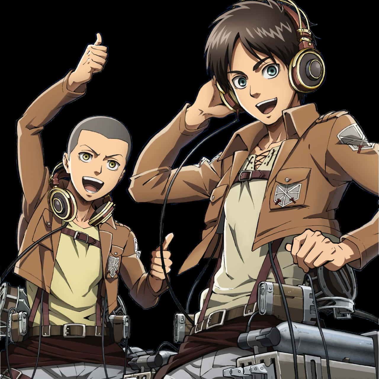 Attackon Titan Characters Celebrating PNG