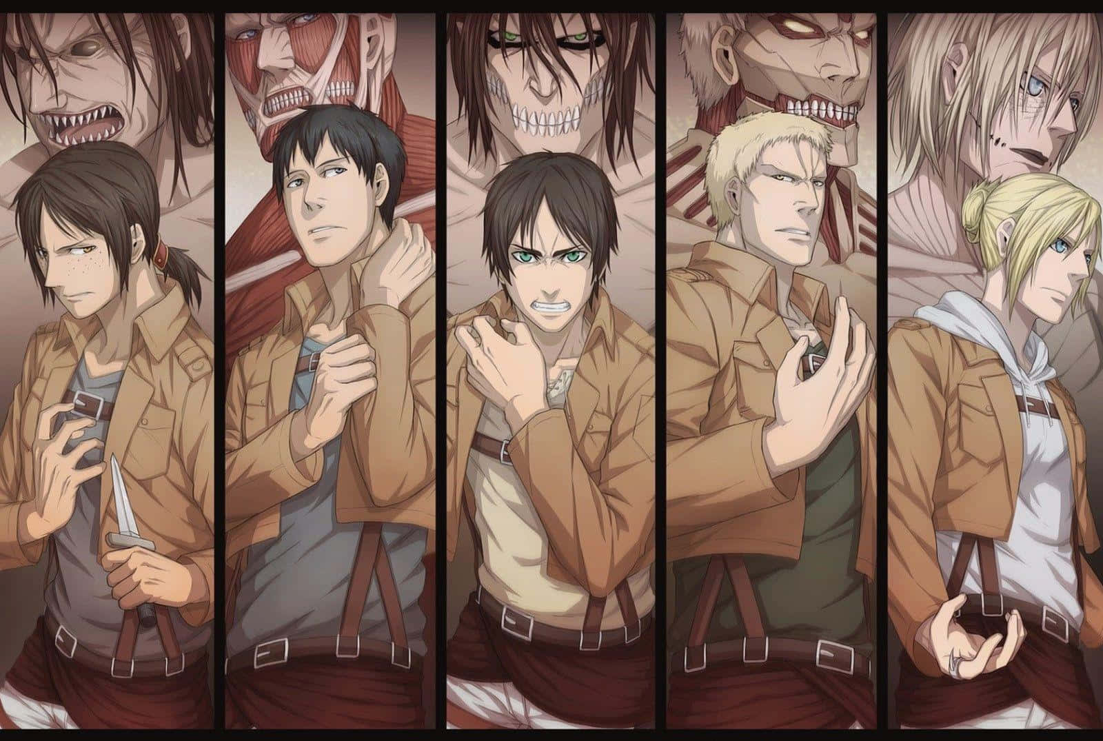 Attack On Titan -hahmot Ja Titanit Taustakuva