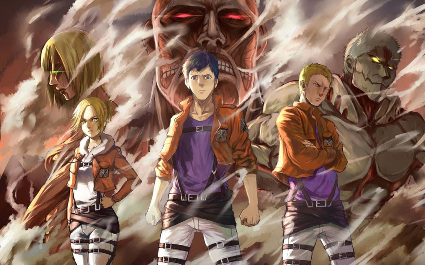 Attackon Titan Charactersand Titans Wallpaper