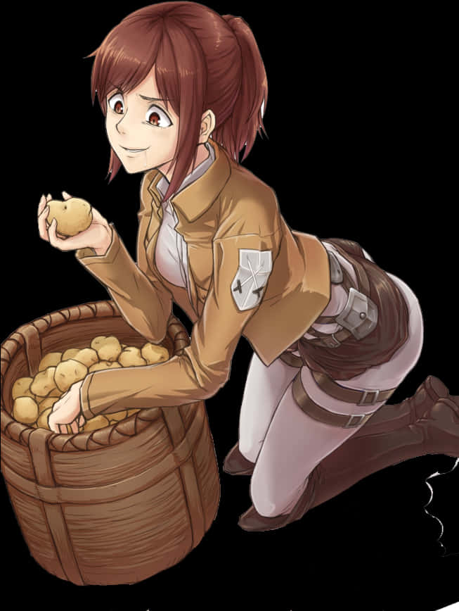 Attackon Titan Characterwith Potatoes PNG