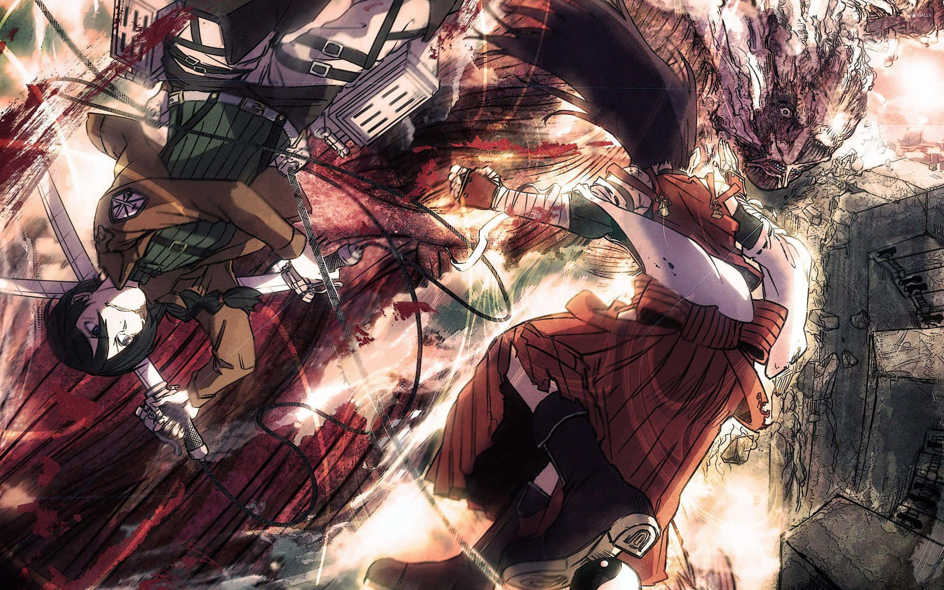 Attackon Titan Epic Battle Wallpaper