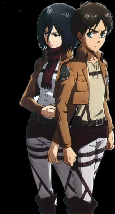 Attackon Titan Erenand Mikasa Standing PNG