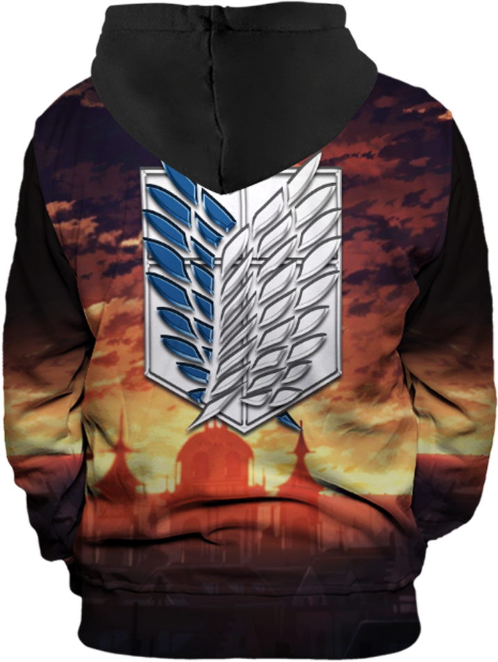 Attackon Titan Hoodiewith Scout Regiment Emblem PNG