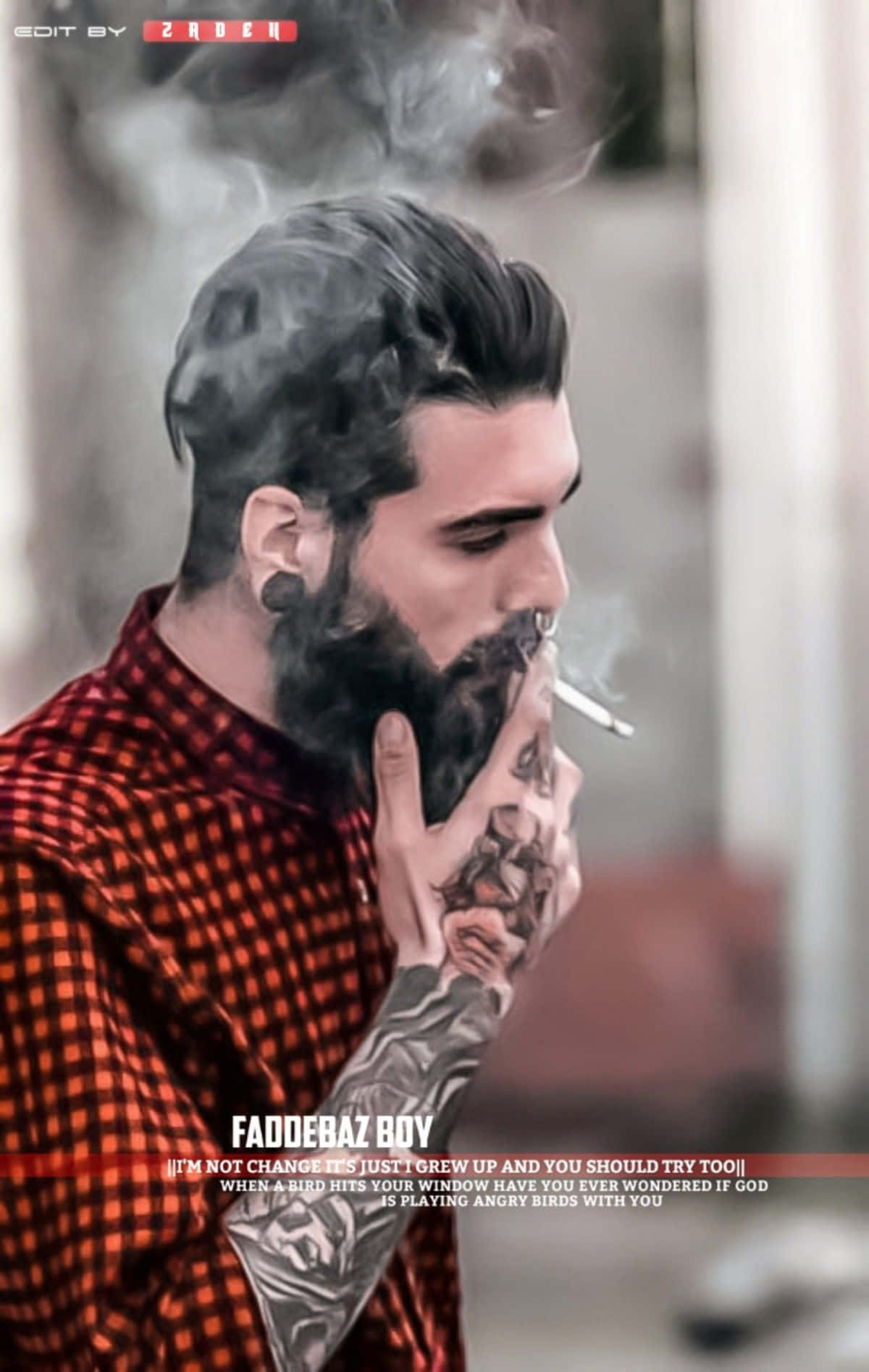 Unhombre Con Barba Fumando Un Cigarrillo
