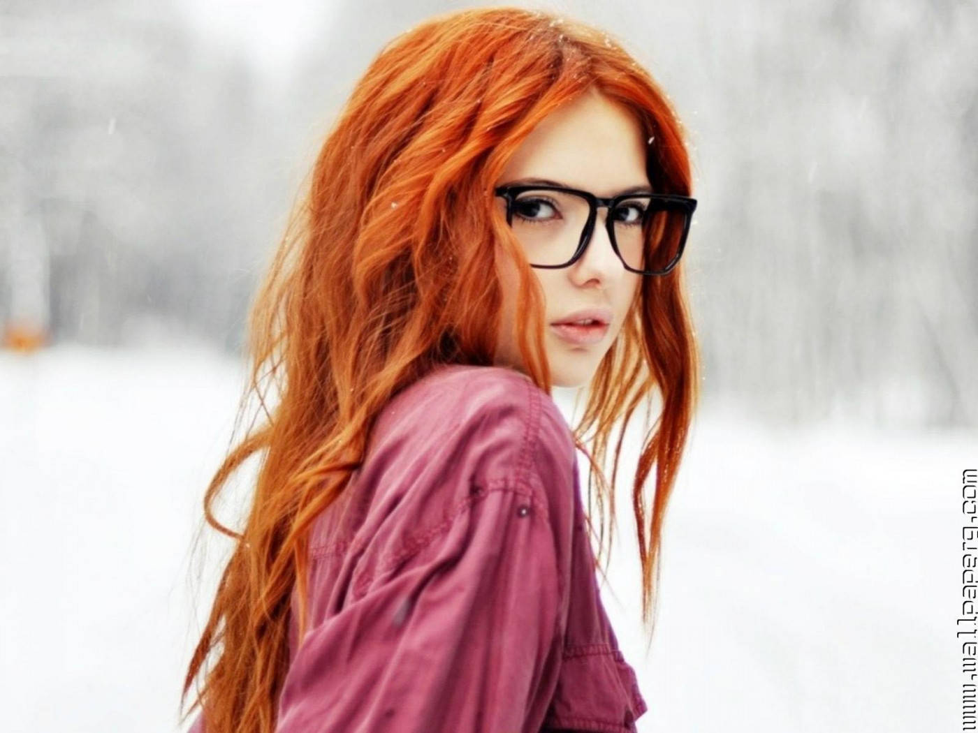 Attitude Girl With Orange Hair And Glasses Background