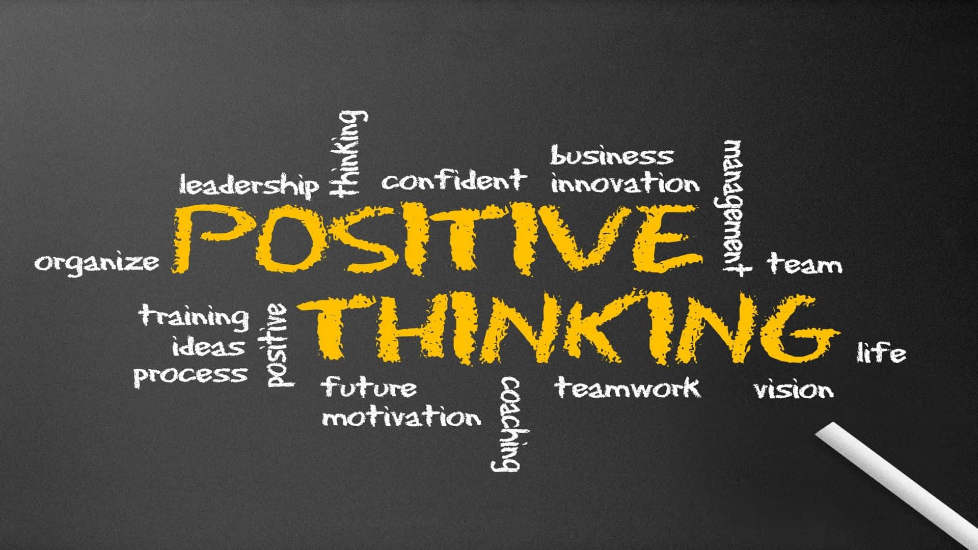 Positive Thinking Word Cloud On A Blackboard