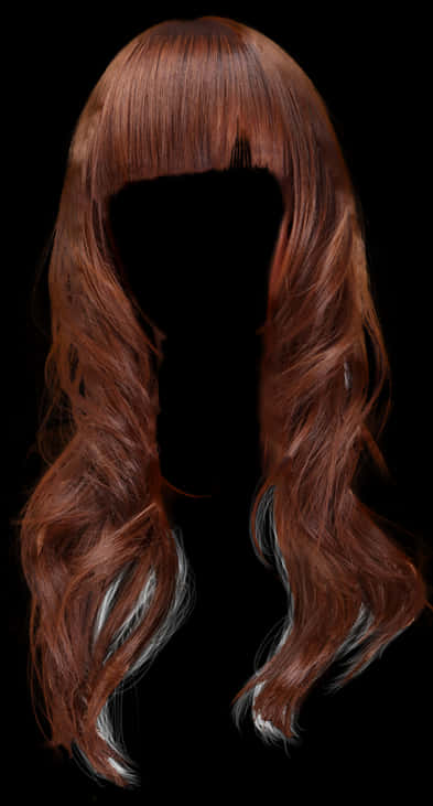 Auburn Hair Long Curls Black Background PNG