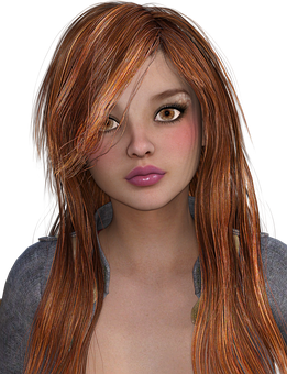 Auburn Haired3 D Woman Portrait PNG