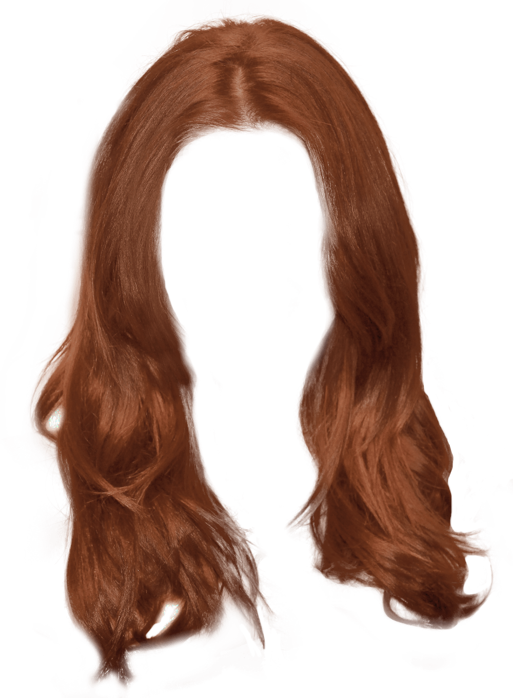 Auburn Wavy Hair Wig Transparent Background PNG