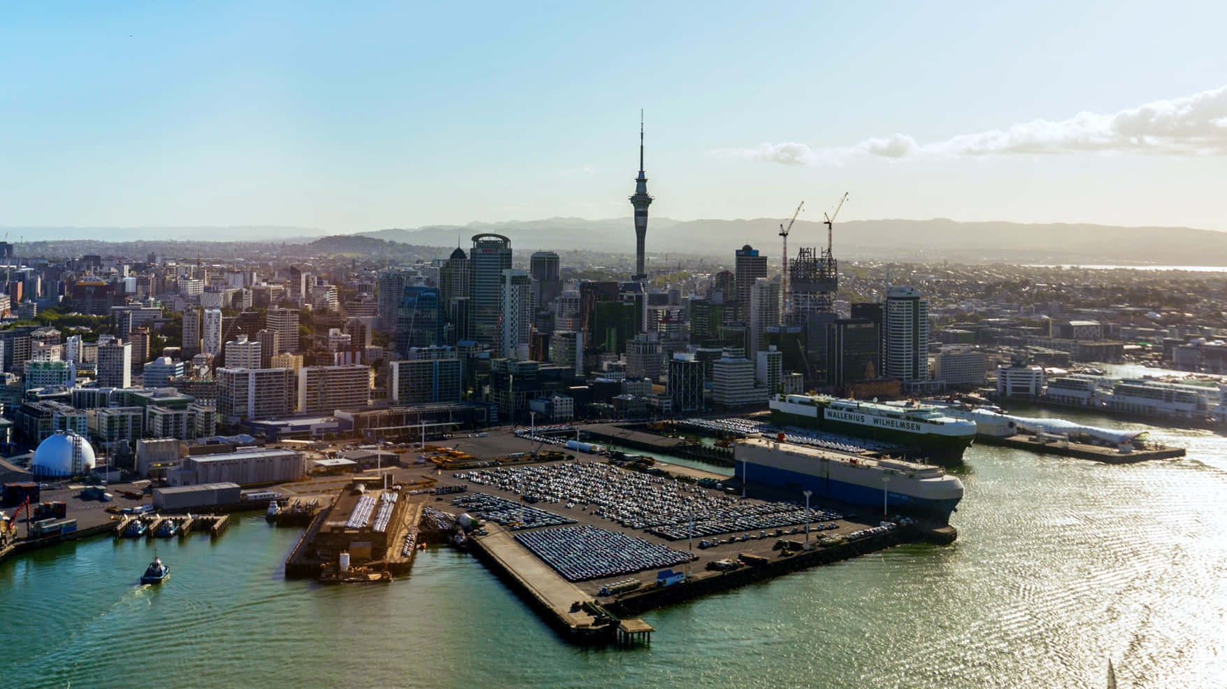Auckland Cityscape Skyline Sunlit Wallpaper