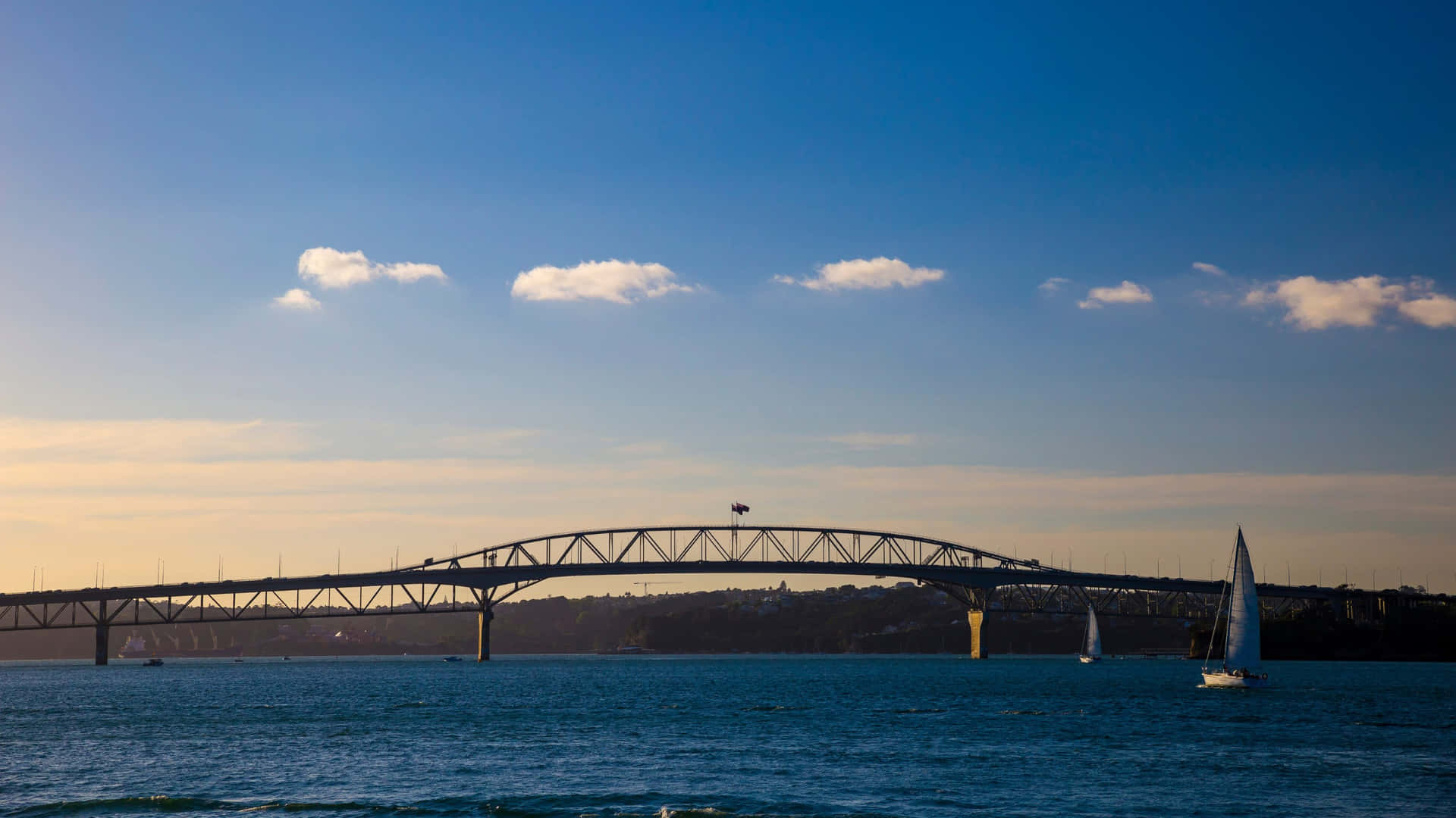 Auckland Harbour Bridge Dusk Sailing Wallpaper