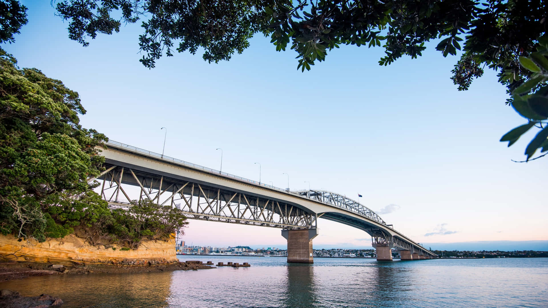 Auckland Harbour Bridge Dusk View Wallpaper