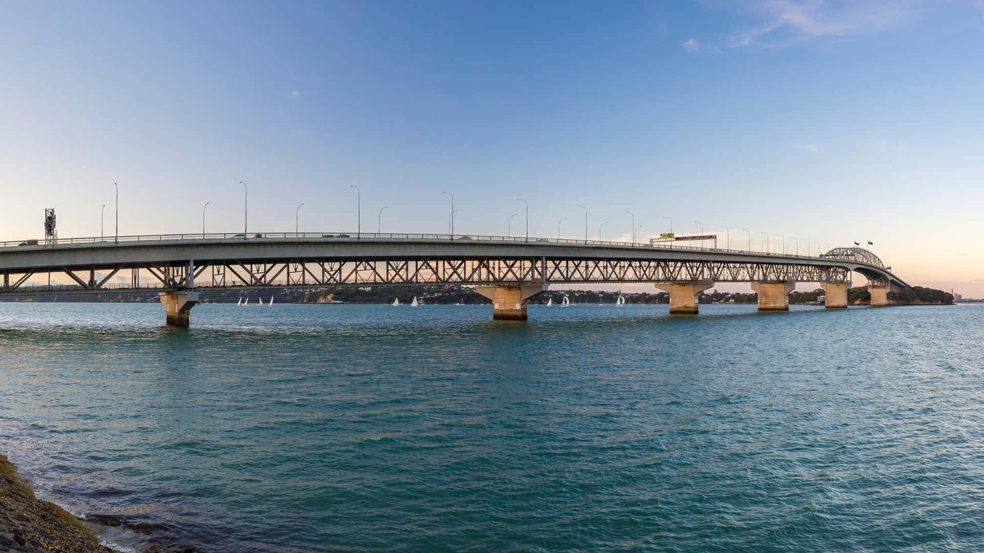 Auckland Harbour Bridge Dusk View Wallpaper