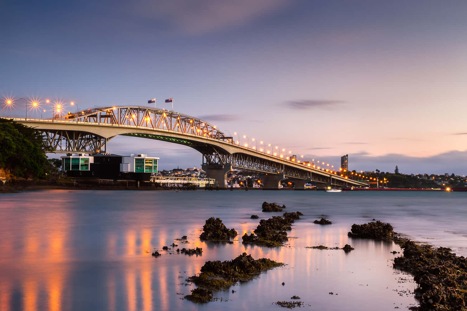 Auckland Harbour Bridge Dusk View.jpg Wallpaper