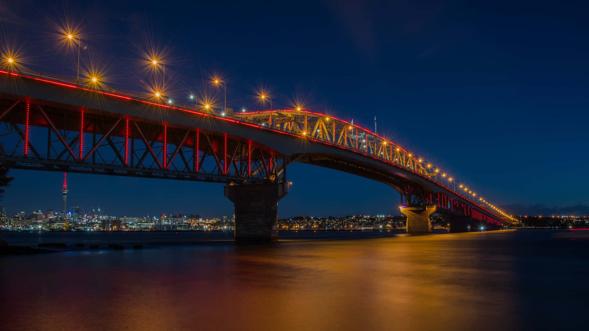Auckland Harbour Bridge Night Lights Wallpaper