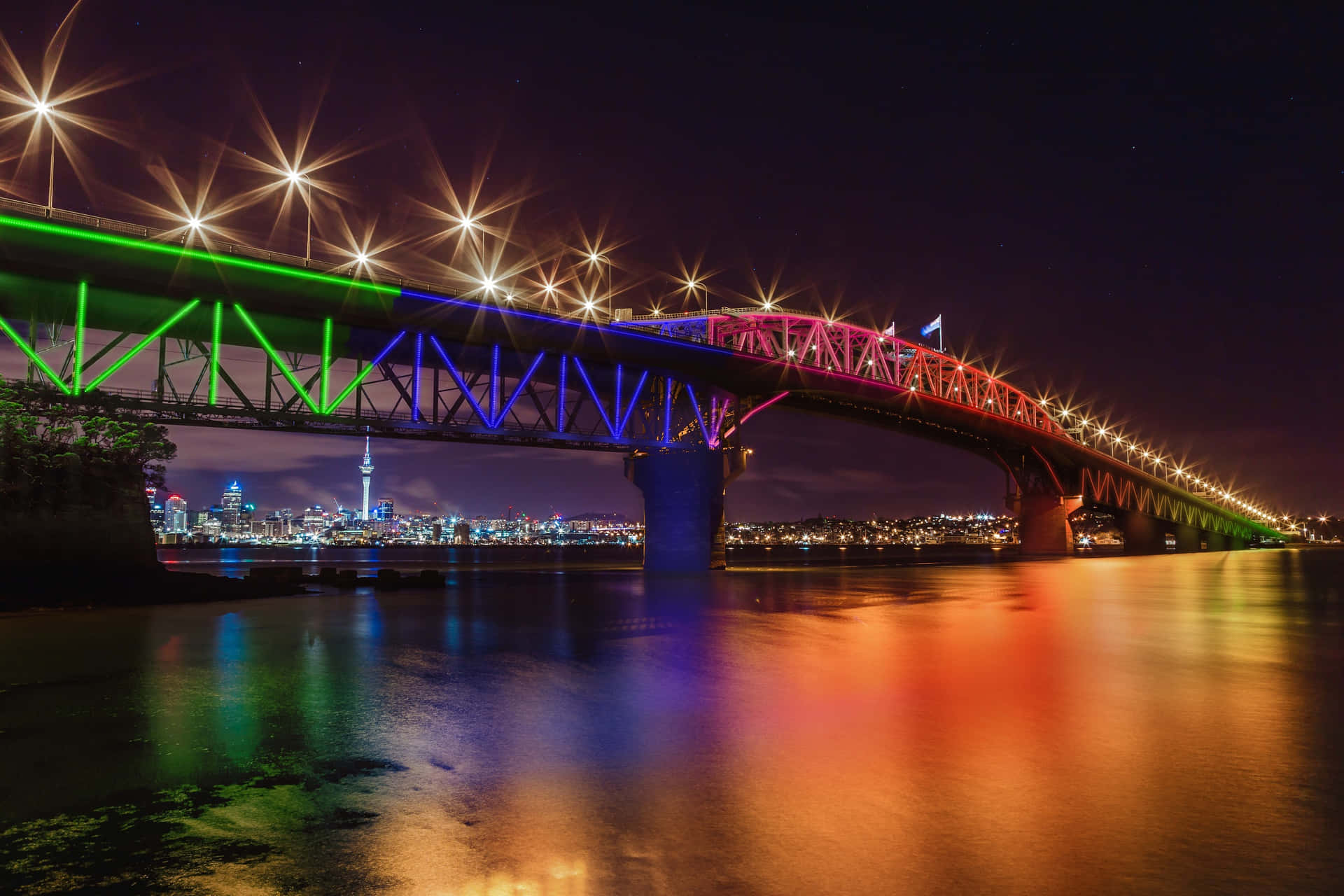 Auckland Harbour Bridge Night Lights Wallpaper