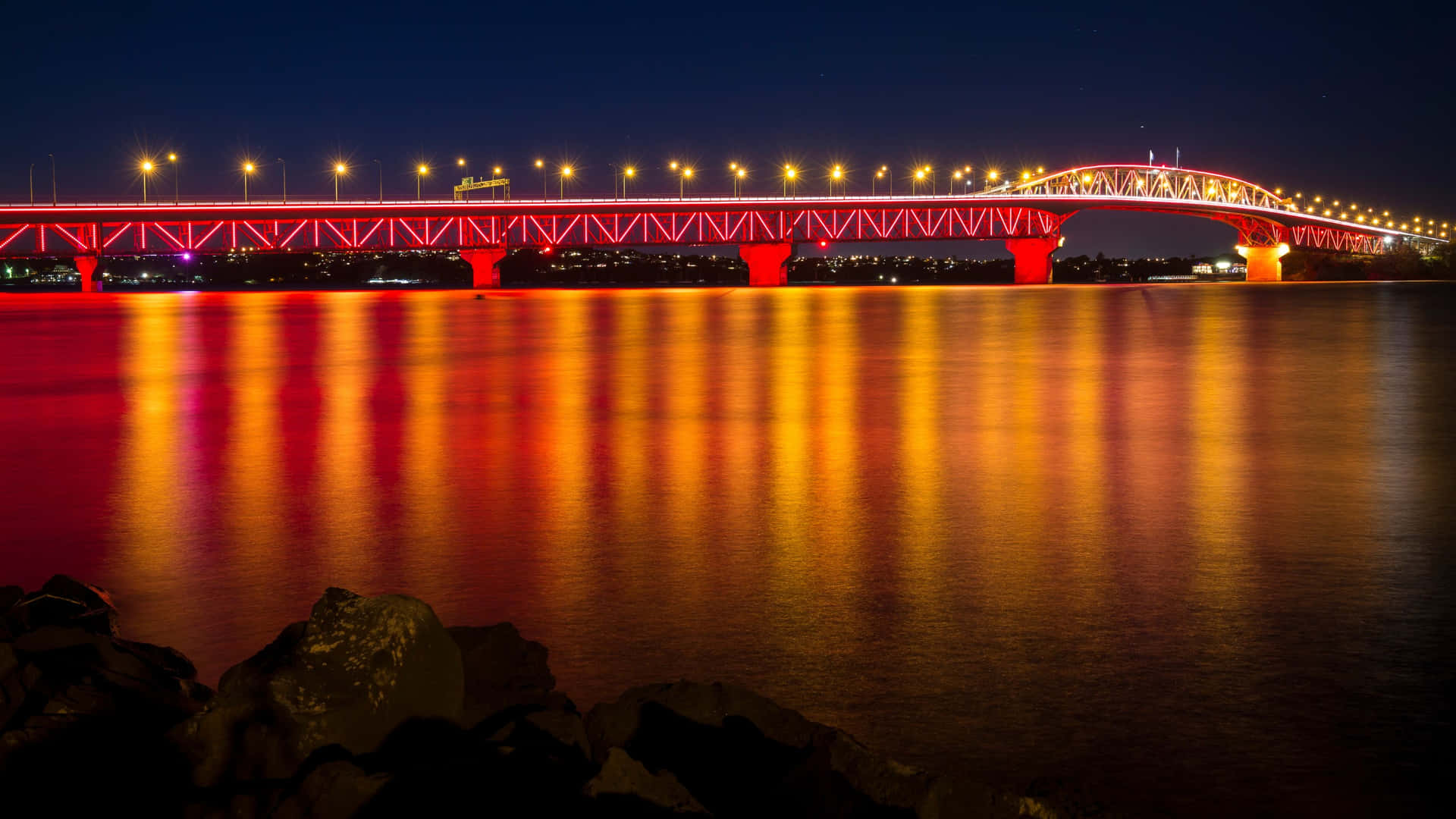 Auckland Harbour Bridge Night Lights Wallpaper