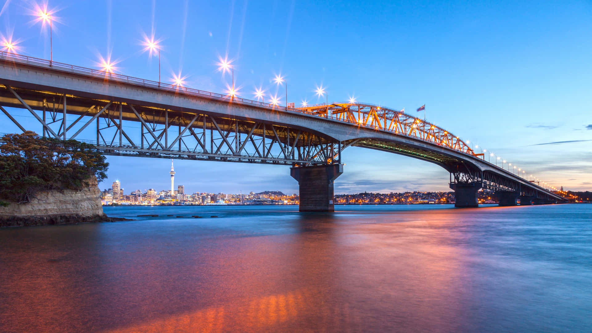 Auckland Harbour Bridge Twilight View Wallpaper