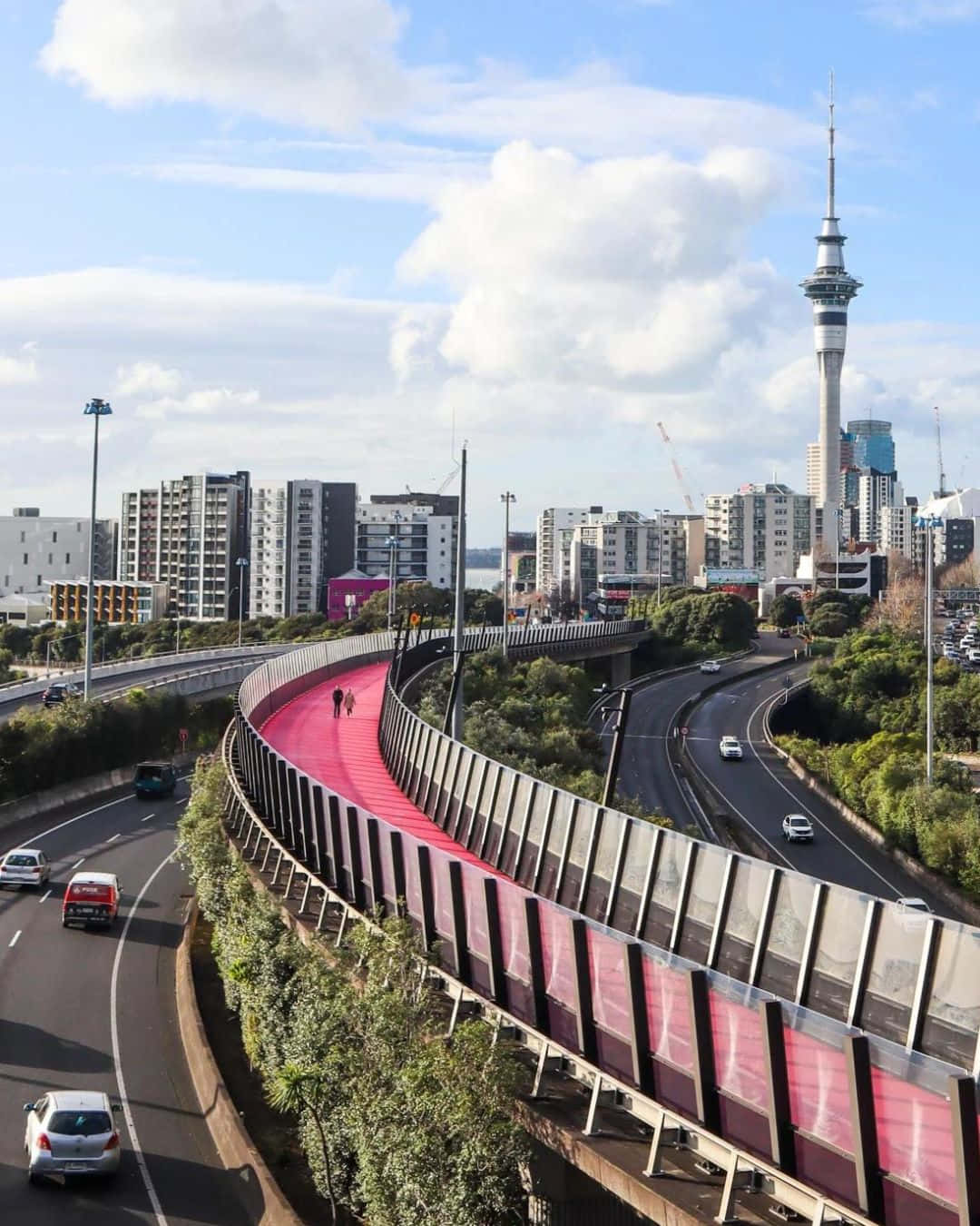 Auckland Sky Towerand Pink Pathway Wallpaper