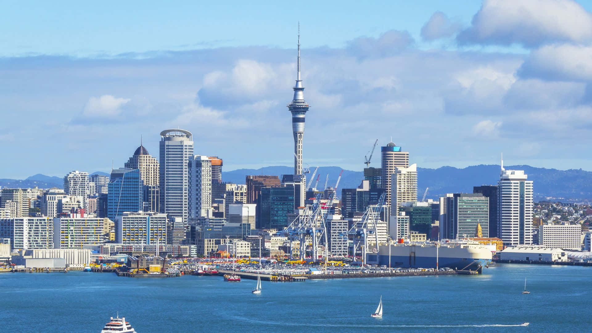 Auckland Skylineand Harbor Wallpaper