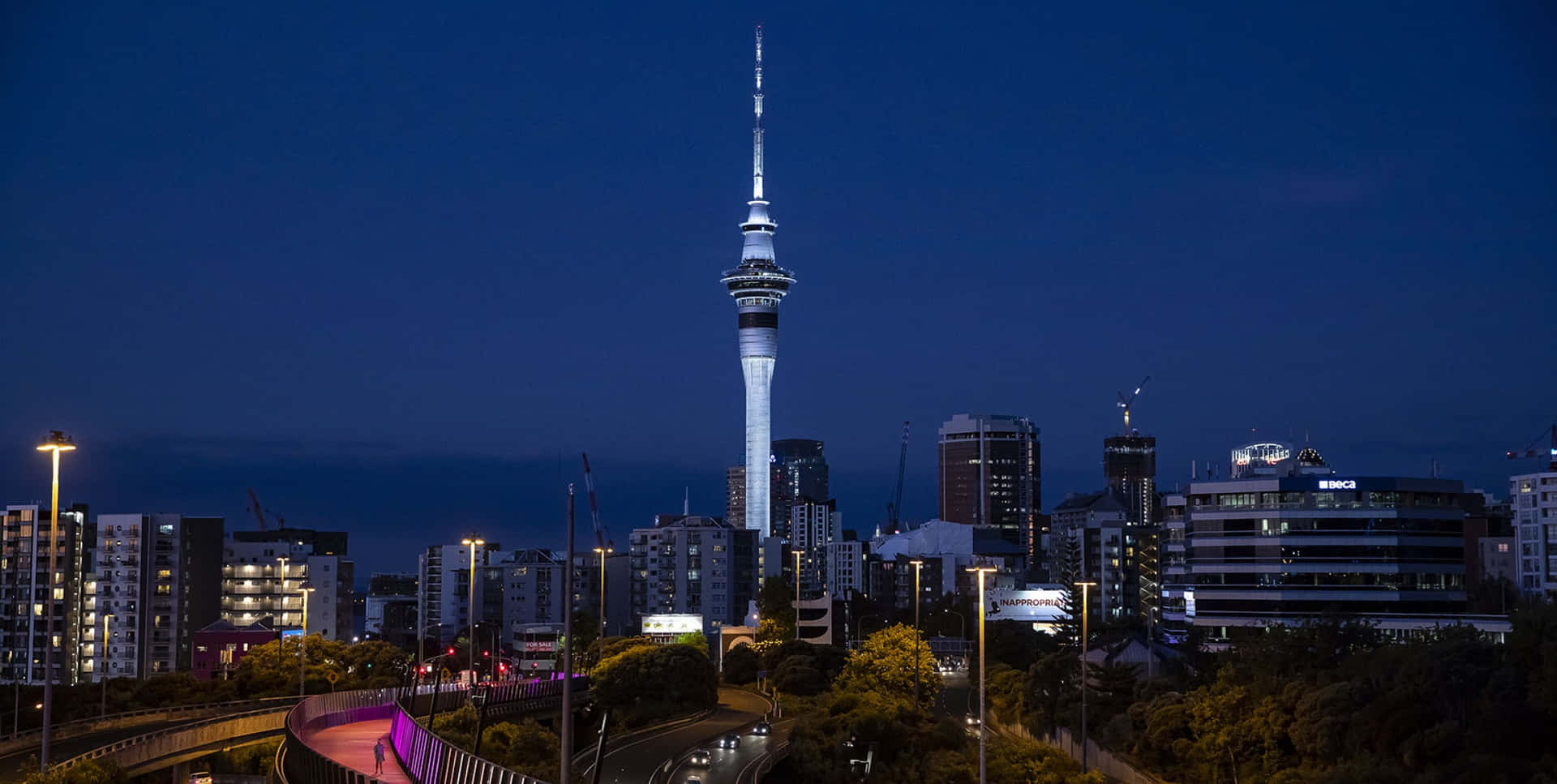 Auckland Skylineat Twilight Wallpaper