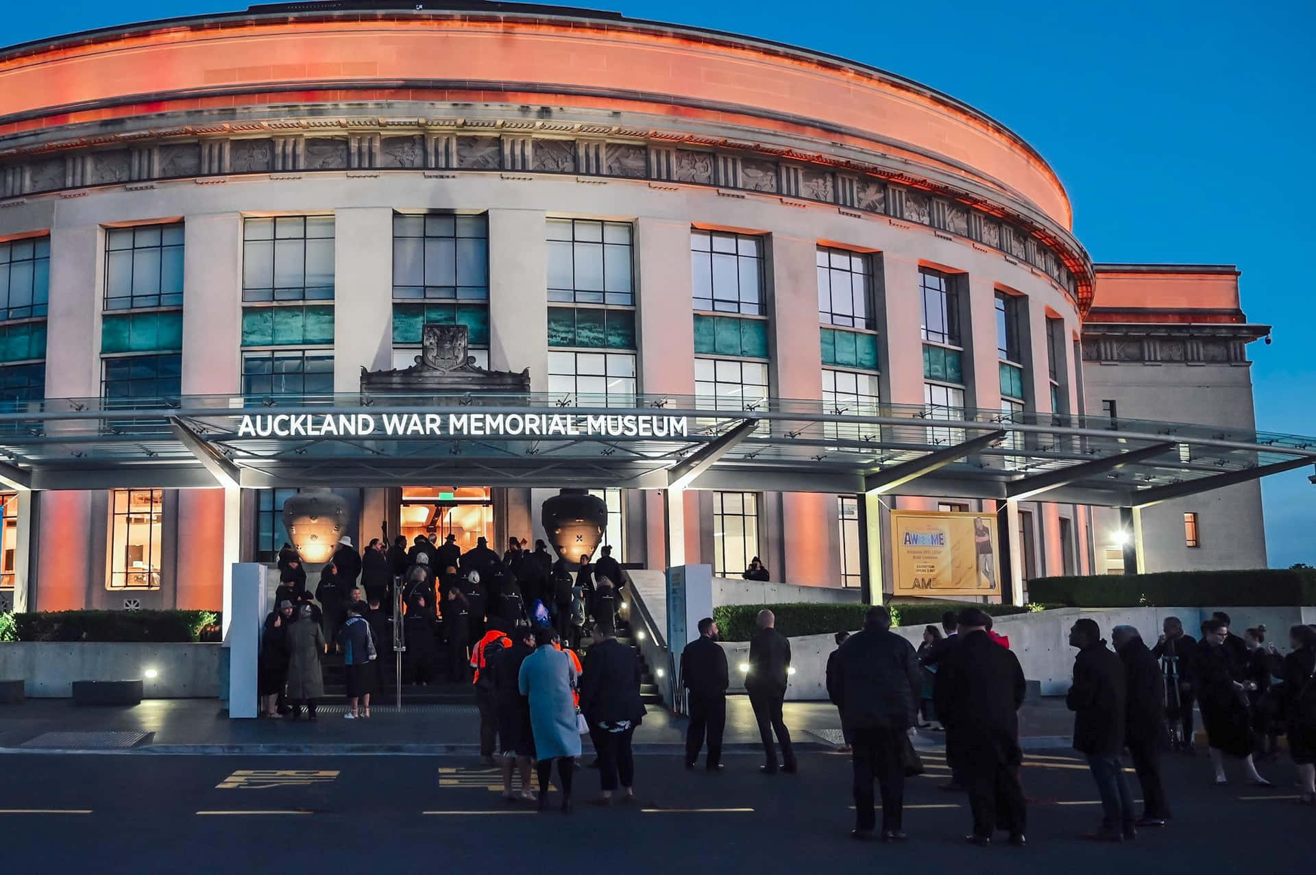 Auckland Krigsminnesmuseum Ved Skumring Bakgrunnsbildet