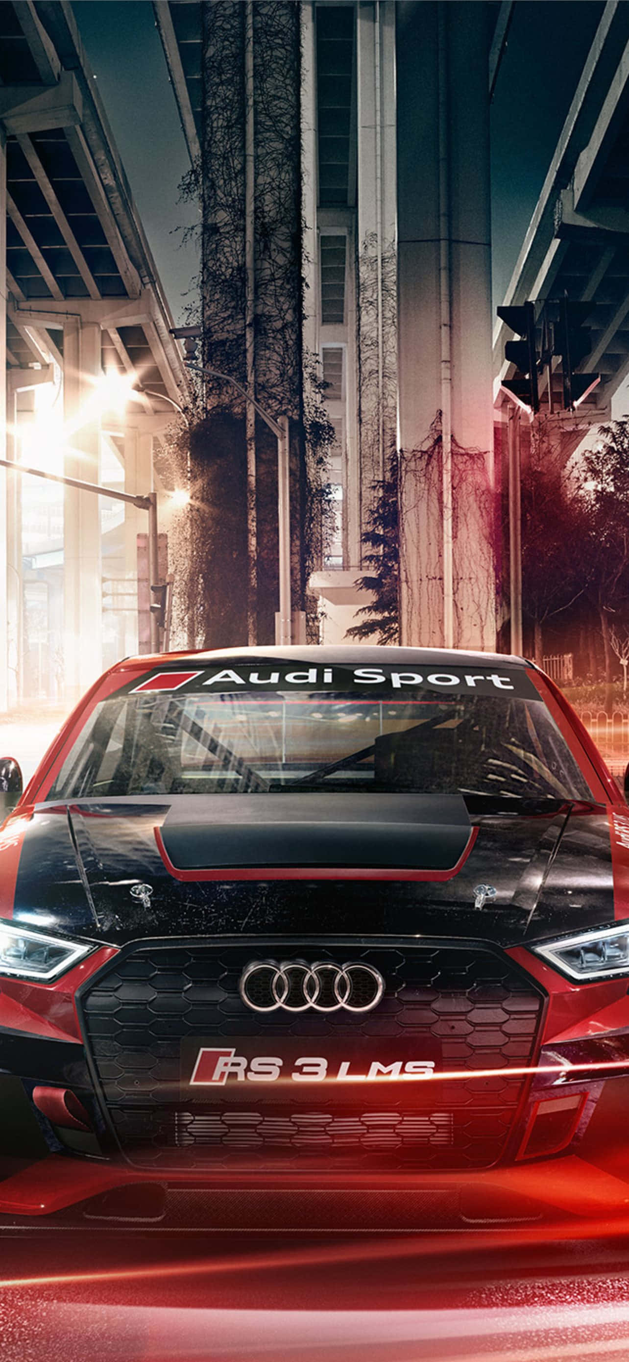 Audi Sportback Against a Night Cityscape